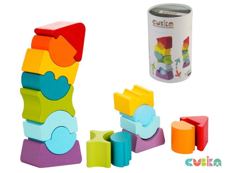 Drewniana Balansująca Wieża Klocki 8 el.- Cubika
