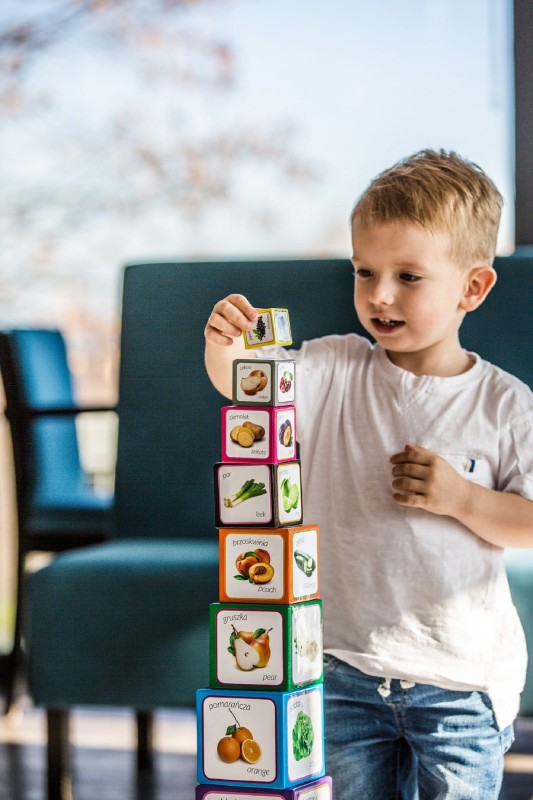 Kartonowe Klocki Wieża Owoce i Warzywa - Piramida Zabaw