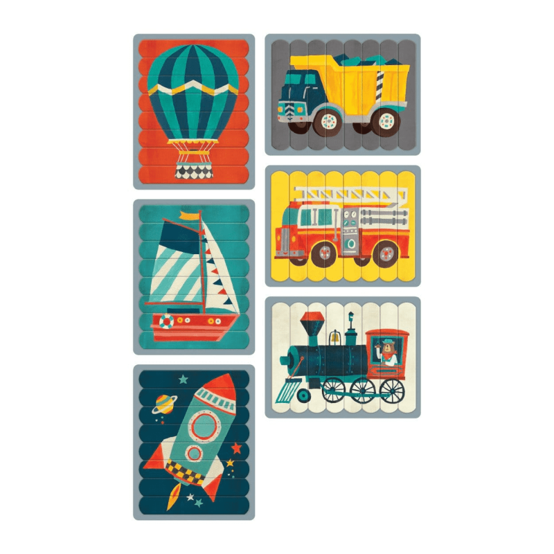 Puzzle Patyczki Środki Transportu - Mudpuppy
