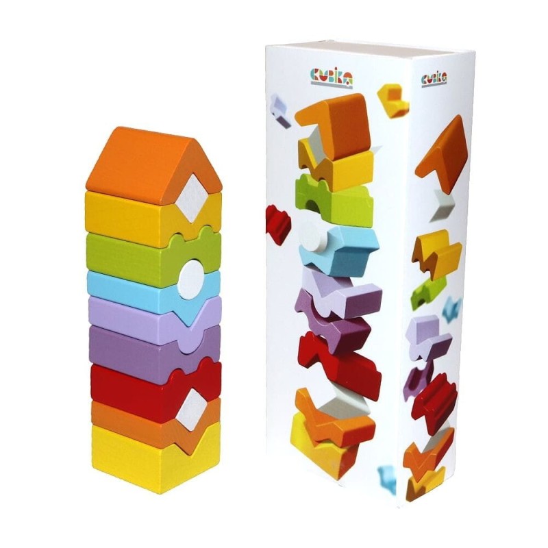 Drewniana Wieża Klocki 12 el.- Cubika