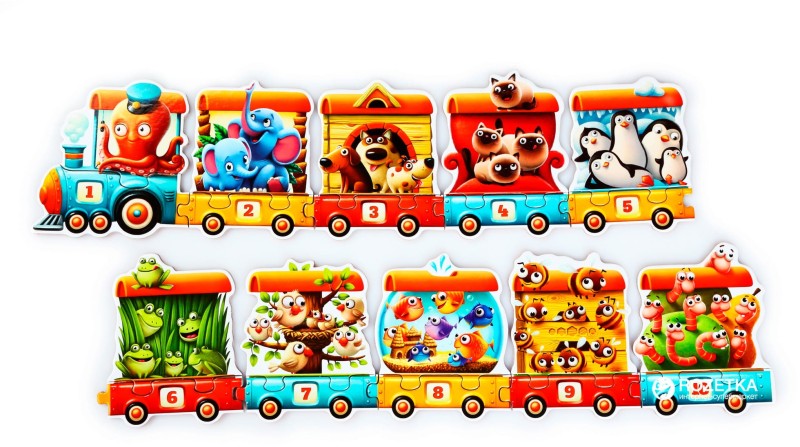 Puzzle Pociąg Liczby Zwierzęta - Puzzlika
