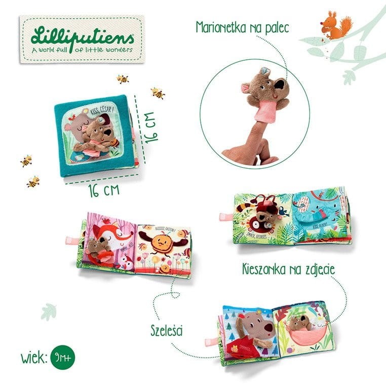 Miękka Książeczka Sensoryczna z Pacynką Niedźwiadek Cesar - Lilliputiens
