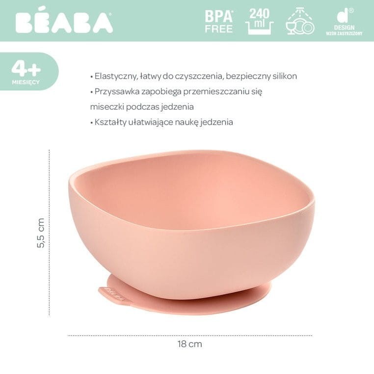Miseczka Silikonowa z Przyssawką 240 ml Różowa - Beaba