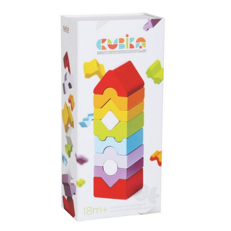 Drewniana Wieża Kolorowe Klocki 10 el.- Cubika