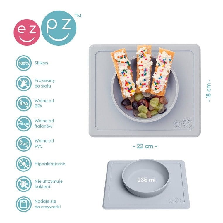 Silikonowa Miseczka Podkładka 2w1 Mini Bowl pastelowa szarość- ezpz