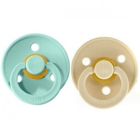 Smoczek Uspokajający z Naturalnego Kauczuku M +6 mies. Mint & Beige 2-pack - BIBS