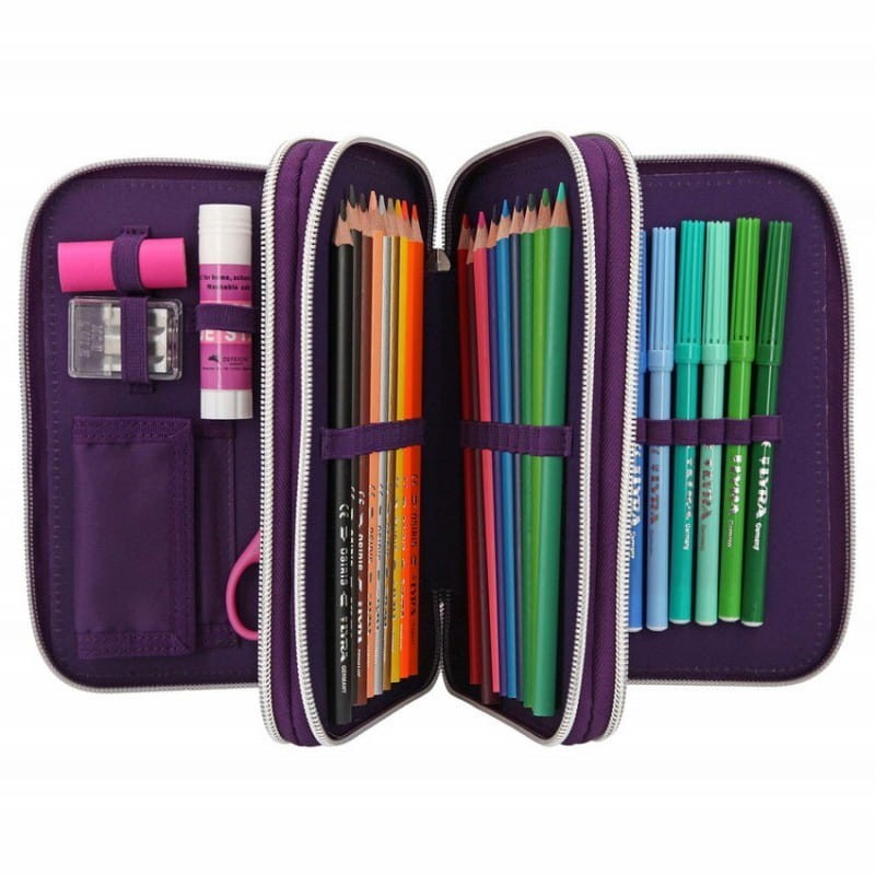 Fioletowy Piórnik z Koniem Podświetlany Led - Miss Melody