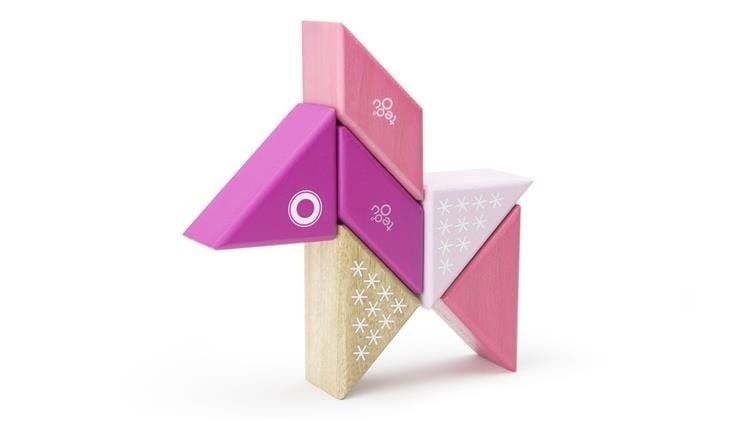 Drewniane klocki magnetyczne Travel Pals Różowy Kot - Tegu
