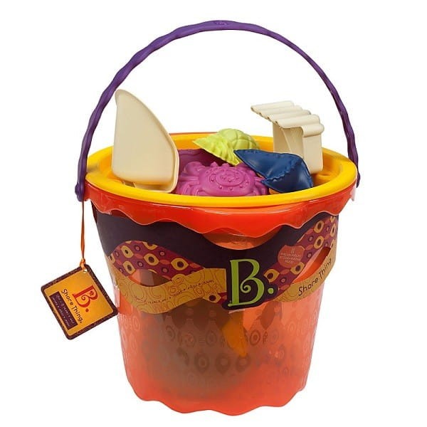 Duże Wiaderko z akcesoriami do Piasku Shore Thing! Pomarańczowe  - B.toys