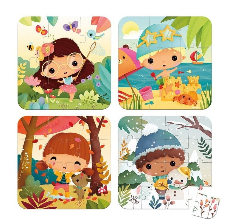 Puzzle progresywne 6-9-12-16 elementowe Pory roku - Janod