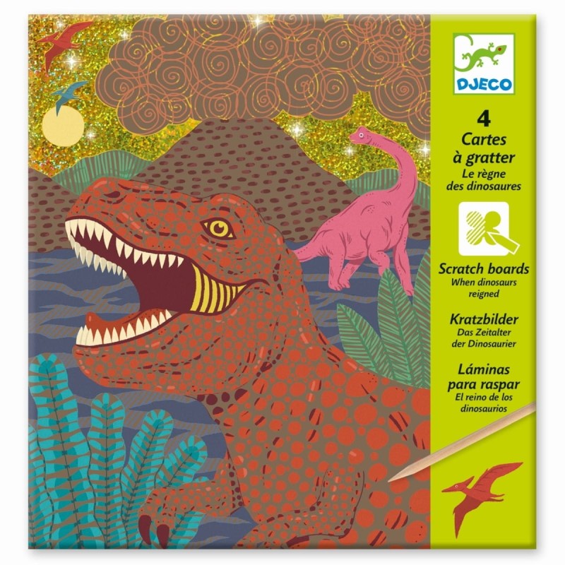 Wydrapywanka Dinozaury 4 szt.- Djeco