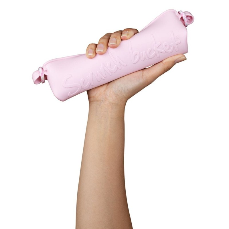 Zwijane silikonowe wiaderko różowe - Scrunch