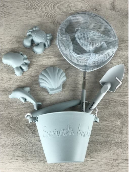 Silikonowe foremki do piasku 4 szt błękitno szare - Scrunch