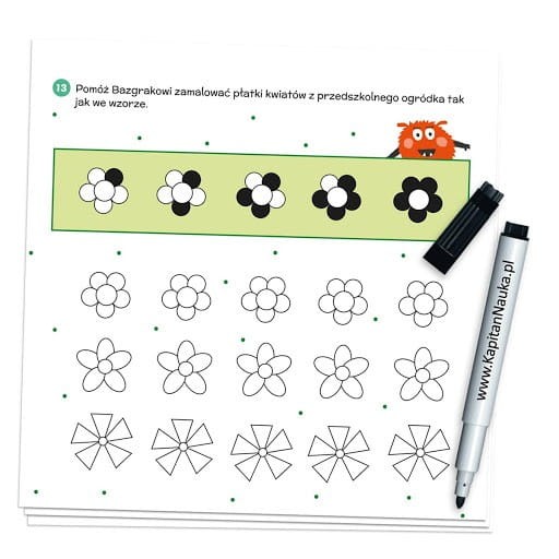 Bazgraki w przedszkolu książka + suchościeralny mazak. Zeszyt kreatywny. Kapitan Nauka