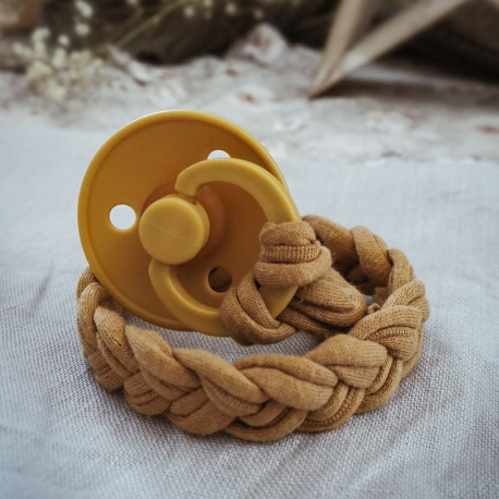 Bawełniana Zawieszka do Smoczka Warkocz Mustard - Hi Little One