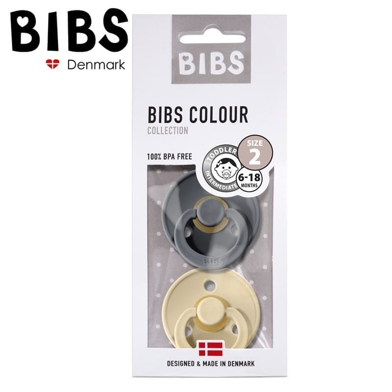 Smoczek Uspokajający z Naturalnego Kauczuku M +6 mies. Iron & Beige 2-pack - BIBS