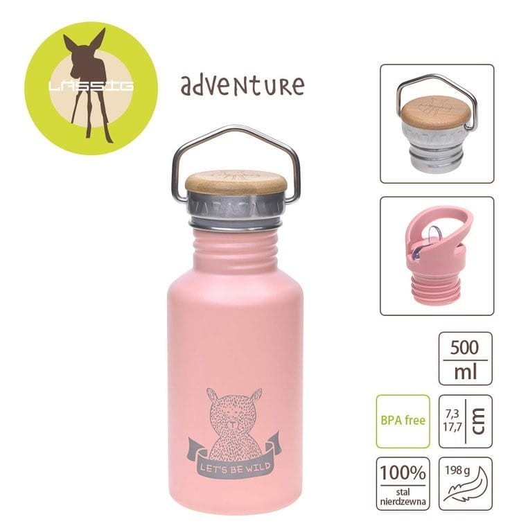 Bidon ze stali nierdzewnej 500ml + ustnik Adventure rose - Lassig