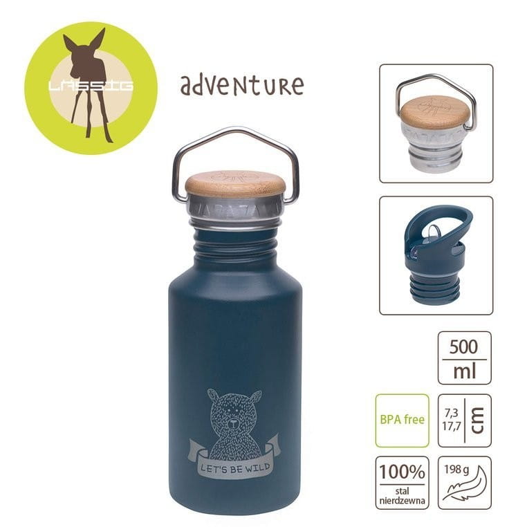 Bidon ze stali nierdzewnej 500ml + ustnik Adventure blue - Lassig