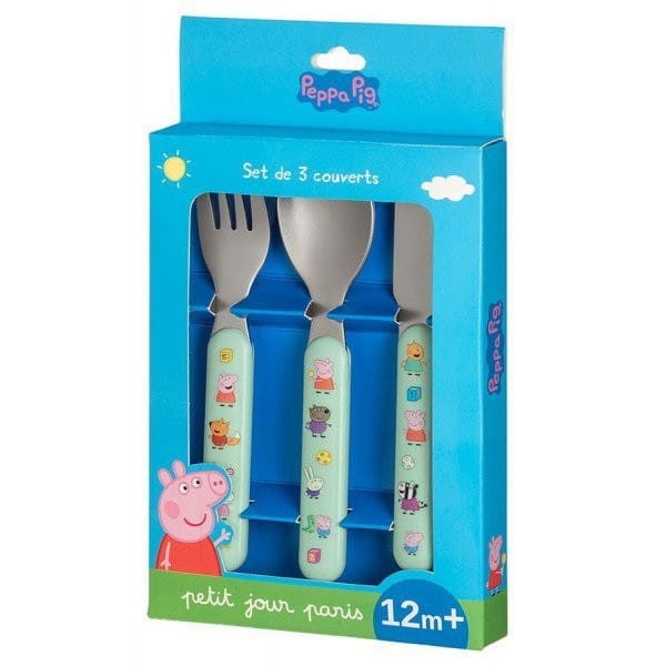 Zestaw sztućców nóż widelec łyżka Świnka Peppa - Petit Jour Paris