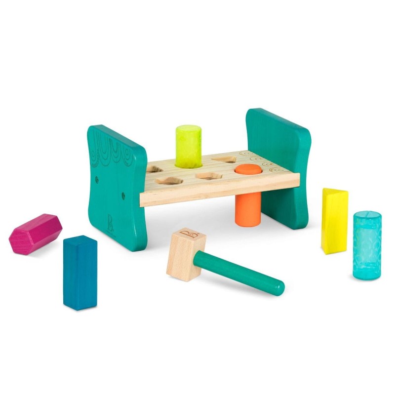 Drewniana przybijanka z młotkiem Colorful Pound & Play - b.toys