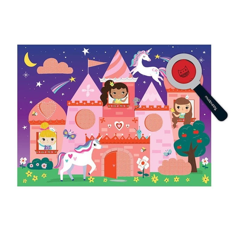 Puzzle z lupą i ukrytymi elementami Zamek jednorożca 42el. - Mudpuppy
