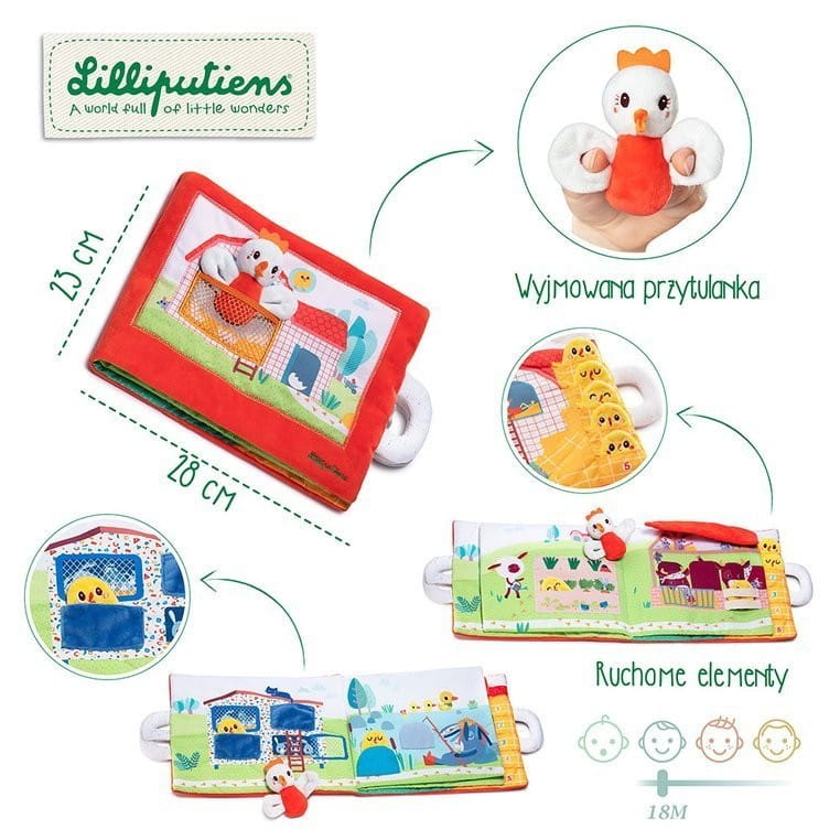 Książeczka Sensoryczna miękka Kurka i pisklaki - Lilliputiens