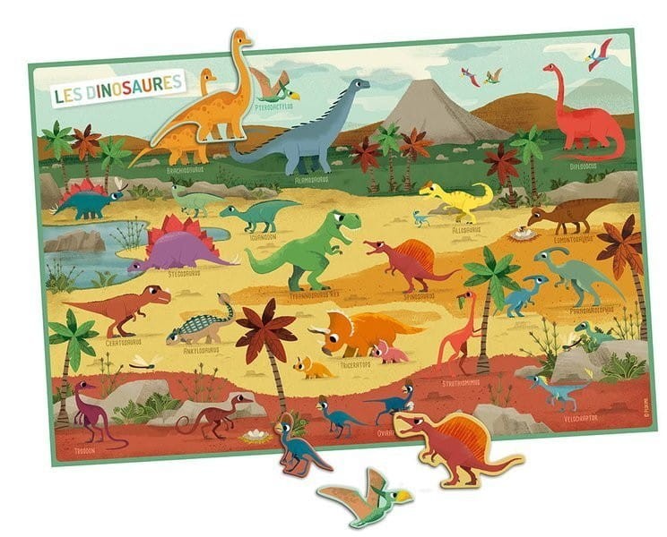 Magnesy Dinozaury z plakatem - Auzou
