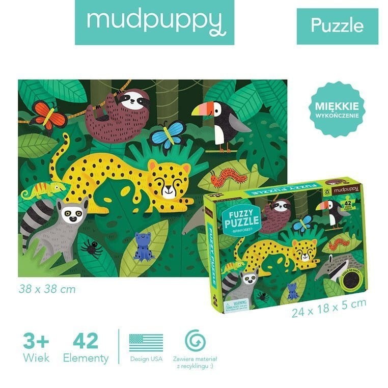 Puzzle Sensoryczne 42 el. Las Tropikalny - Mudpuppy