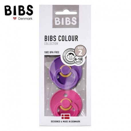 2-pack Smoczek Uspokajający z Naturalnego Kauczuku M +6 mies. Purple & Raspberry - BIBS