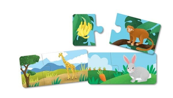 Co jedzą zwierzęta? Puzzle dwuelementowe