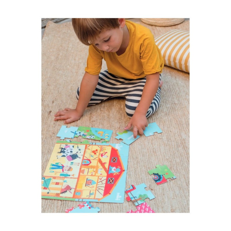 Puzzle Na wsi 24 el. w kartonowym domku - Apli Kids
