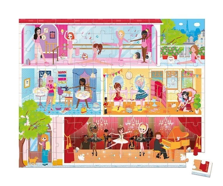 Puzzle w walizce Akademia tańca 100 el. - Janod