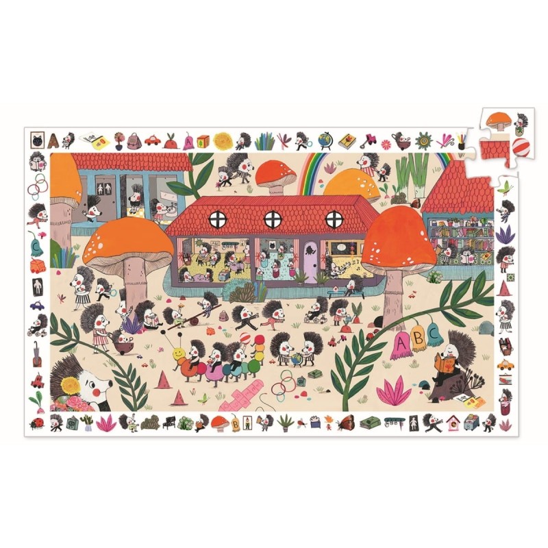 Puzzle obserwacyjne Szkoła Jeży 35 el. z plakatem - Djeco