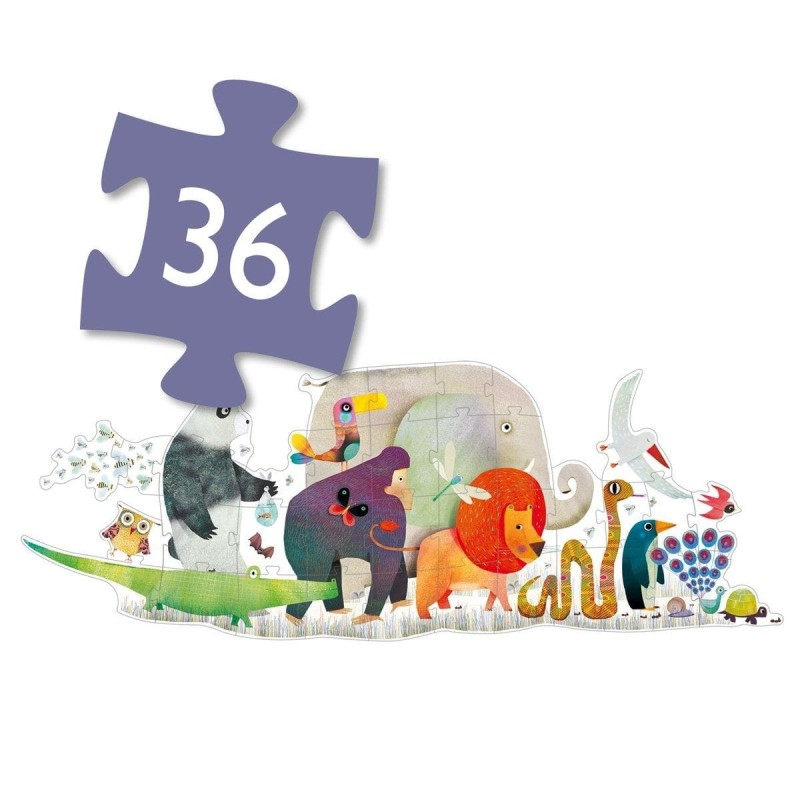 Puzzle kształty Parada Zwierząt 36 el. - Djeco