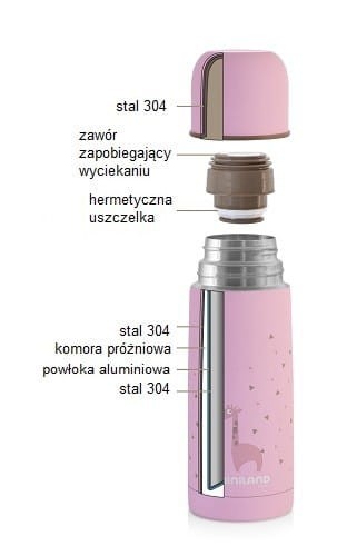 Termos stalowy temp. do 12 godz. 350 ml Rose - Miniland
