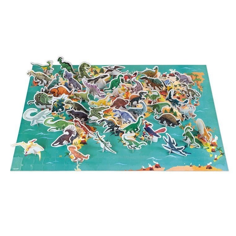 Puzzle edukacyjne z figurkami 3D Dinozaury 200 elementów - Janod