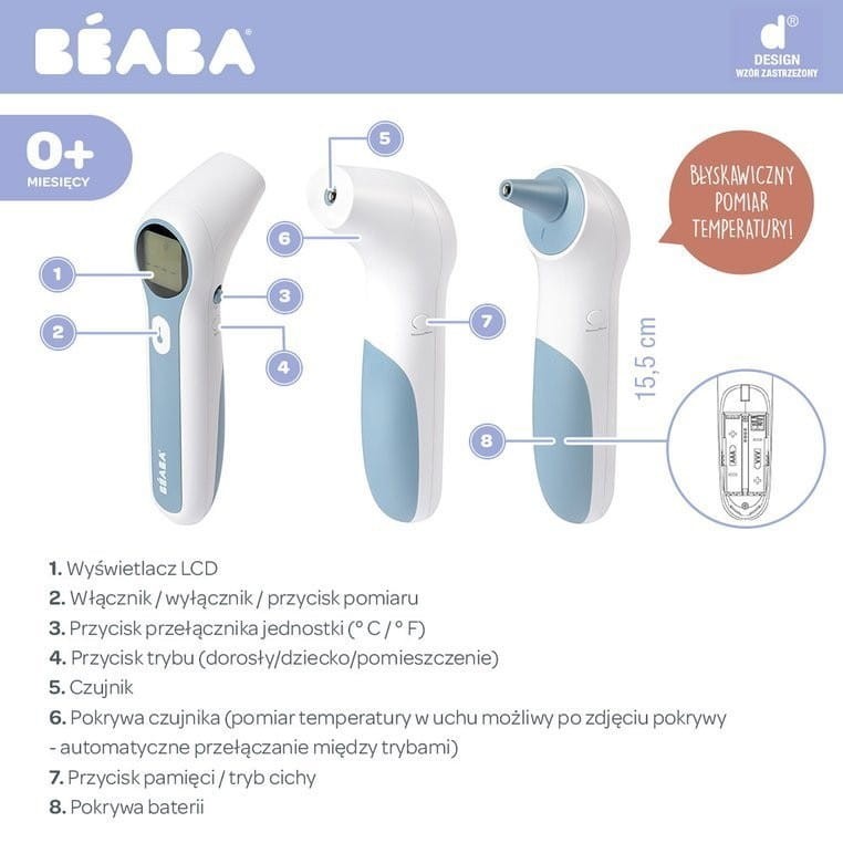 Termometr elektroniczny bezdotykowy Thermospeed - Beaba