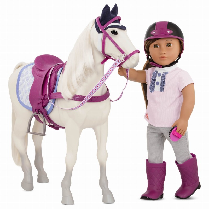 Duży siwy koń 50 cm z akcesoriami - Our Generation