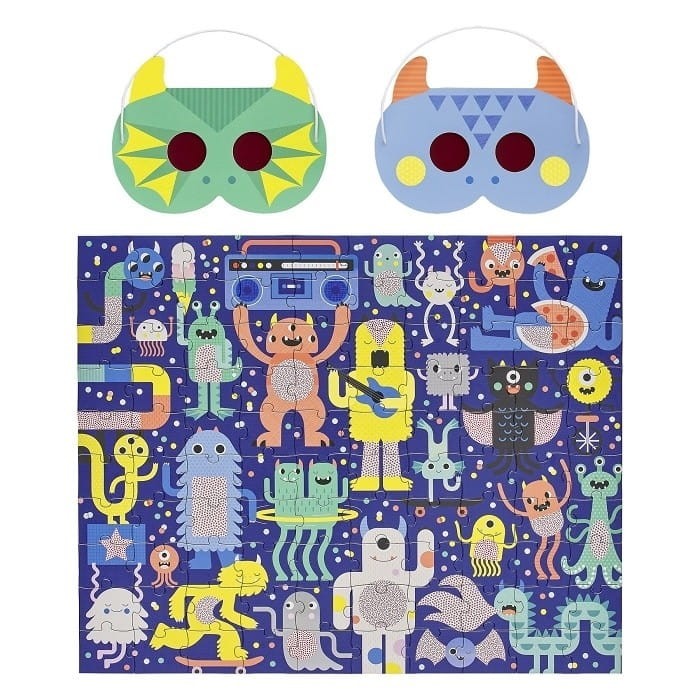 Puzzle z Okularami Ukryte Obrazki Potworki - Petit Collage