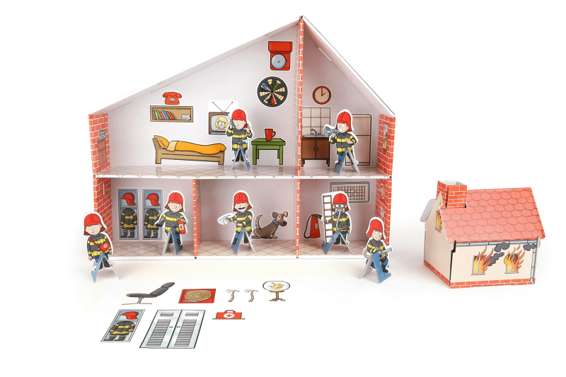 Remiza Strażacka z Kartonu z figurkami - Tektorado