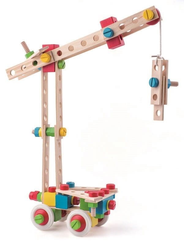 Drewniany zestaw konstruktora 140 elementów - Bino