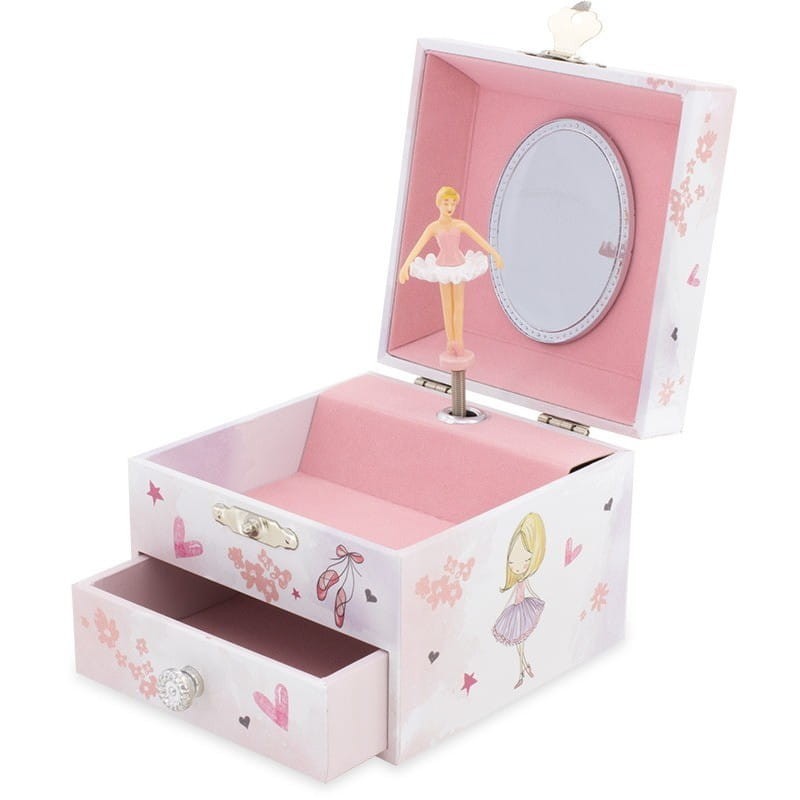 Różowa Szkatułka z Pozytywką Dziewczynki Balet - Ulysse