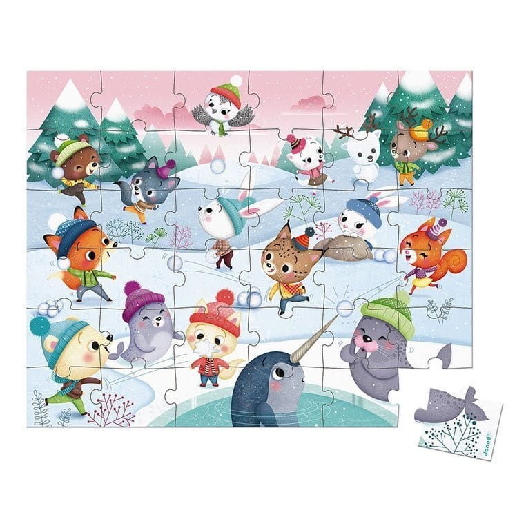 Puzzle w walizce Zabawa na Śniegu 36 el. - Janod