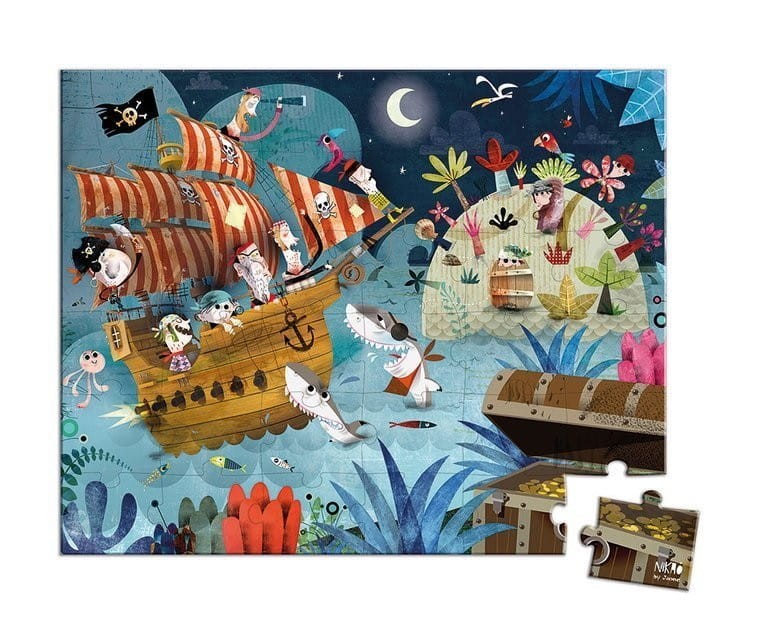 Puzzle w walizce Wyprawa po Skarb 36 el. - Janod