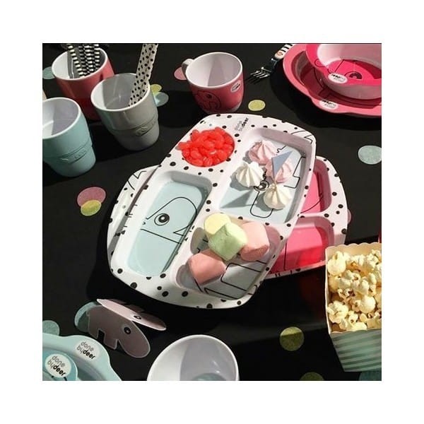 Talerz z 4 przegródkami Dots Różowy - Done by Deer