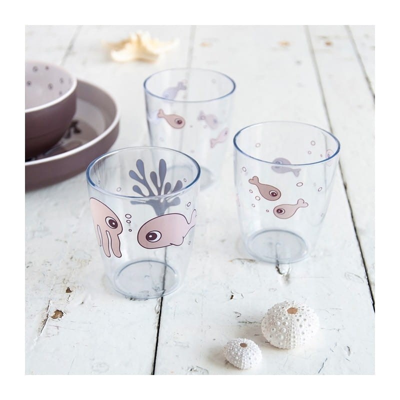 Zestaw 3 Kubki dla Dzieci Sea Friends róż - Done by Deer
