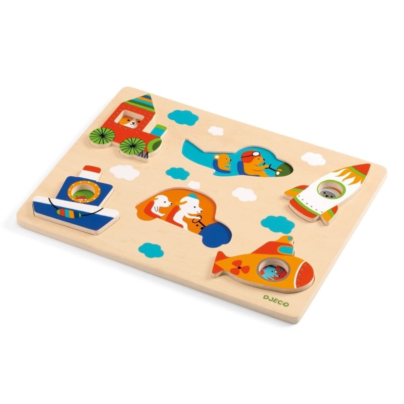 Drewniane puzzle Pojazdy - Djeco