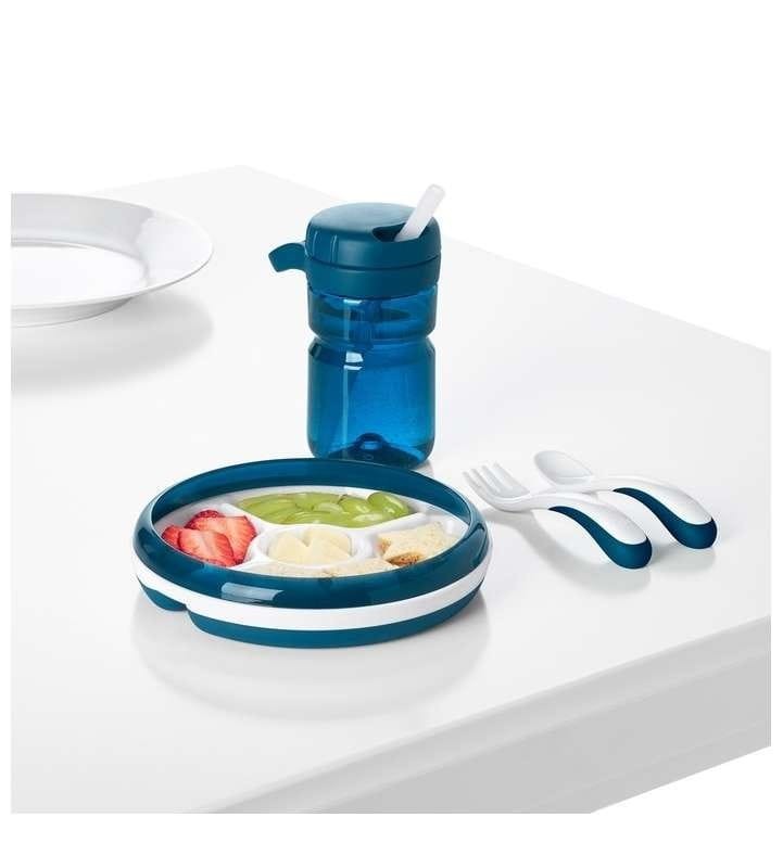 Talerzyk z Przegródkami i Nakładką 4 Porcje Navy - OXO