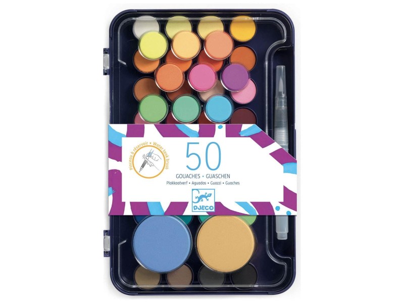 Farby Wodne Gwaszowe Paleta 50 kolorów - Djeco