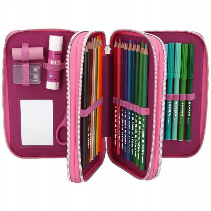 Trójdzielny Piórnik Wyposażeniem Tęczowy - TOP Model